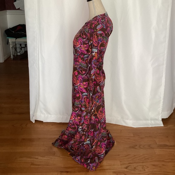 Vintage palsy print pink and brown dress - Picture 9 of 10